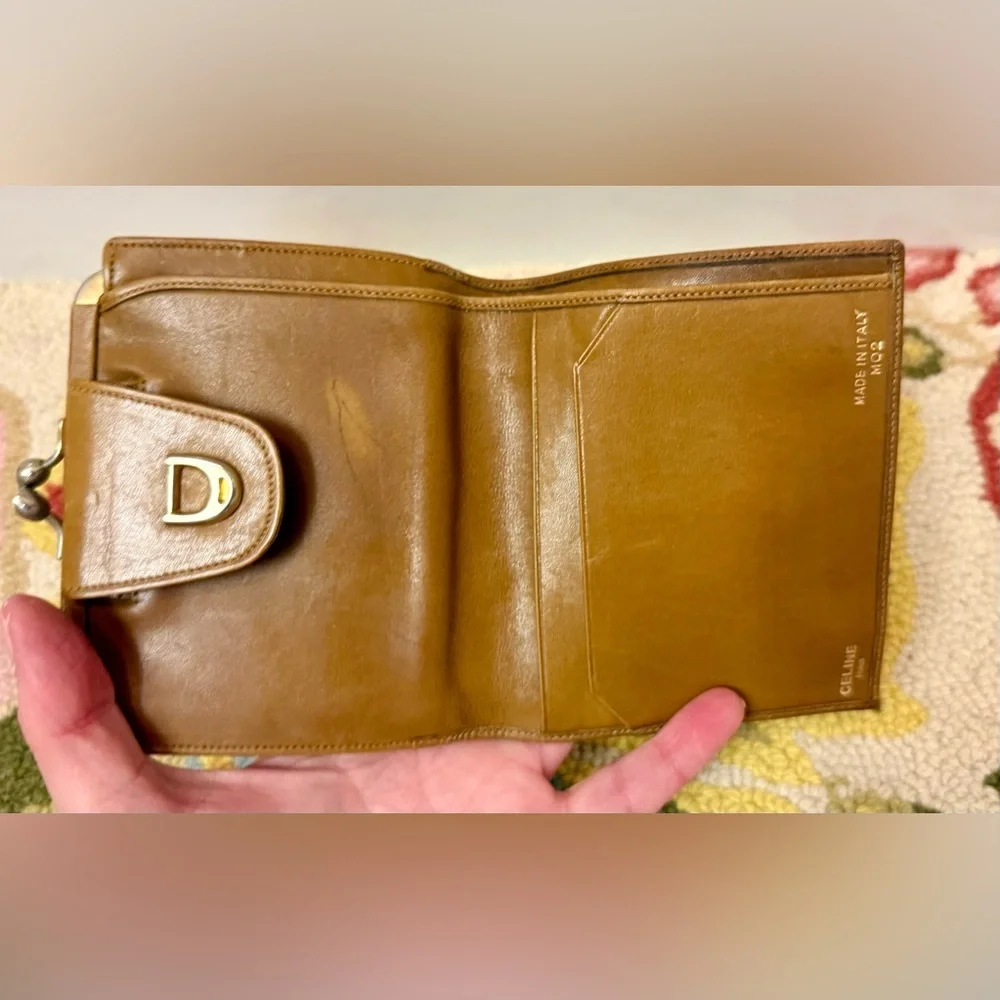 CELINE Unisex Vintage Classic Horse Carriage & Macadam Brown PVC Kiss Lock - Picture 13 of 16